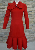 Tailor Shop Light Red Wool Dress Retro Slim  Female Light Luxury Dress Semi-Formal Dresses