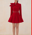 Tailor Shop Light Red Wool Dress Retro Slim  Female Light Luxury Dress Semi-Formal Dresses