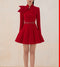 Tailor Shop Light Red Wool Dress Retro Slim  Female Light Luxury Dress Semi-Formal Dresses