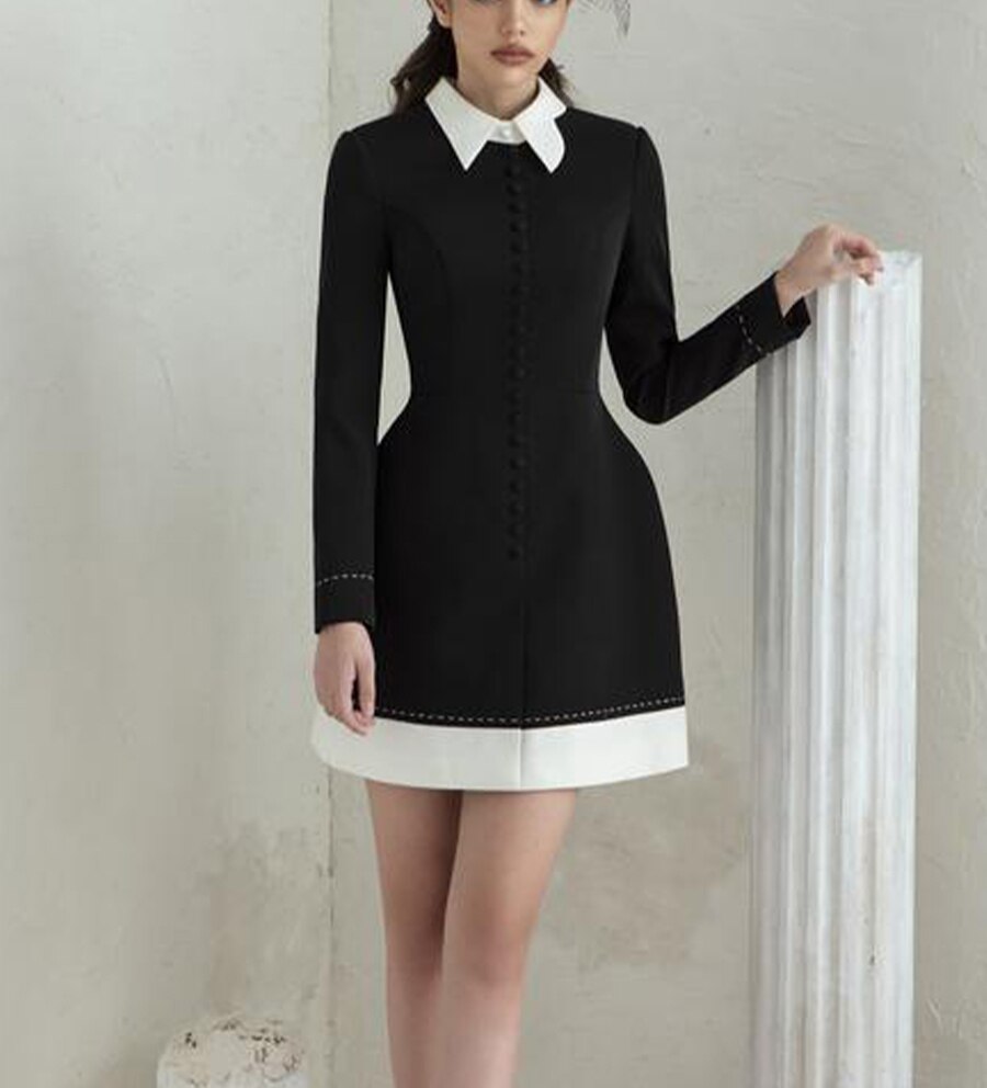 tailor shop little black dress black dress Retro Slim and thin black female light luxury dress Semi-Formal Dresses