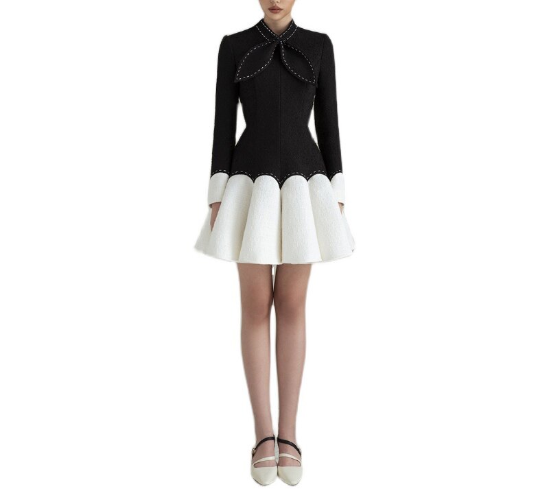 tailor shop little black dress black dress female light luxury dress Semi-Formal Dresses princess dress black white dress