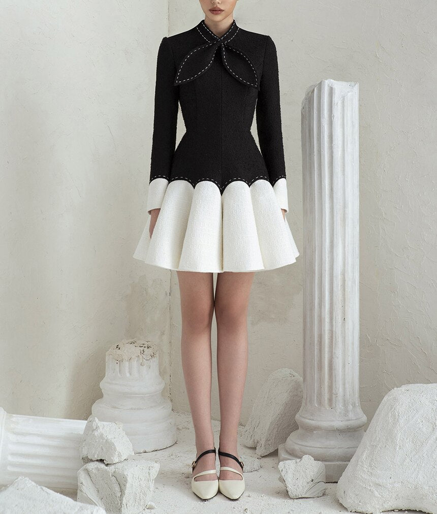 tailor shop little black dress black dress female light luxury dress Semi-Formal Dresses princess dress black white dress