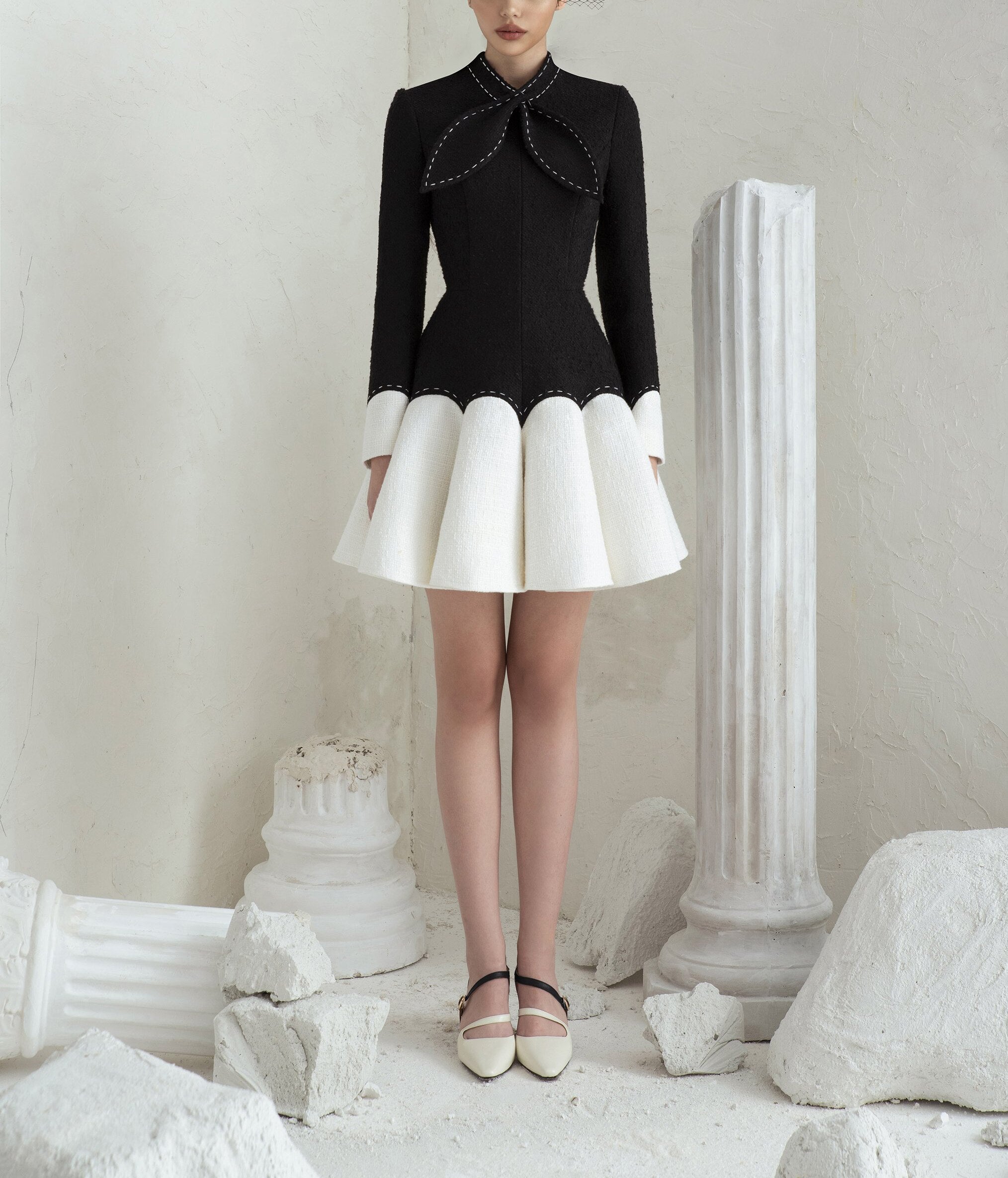 tailor shop little black dress black dress female light luxury dress Semi-Formal Dresses princess dress black white dress