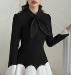 tailor shop little black dress black dress female light luxury dress Semi-Formal Dresses princess dress black white dress