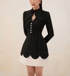 tailor shop little black dress black dress female light luxury dress Semi-Formal Dresses princess dress black white tweed dress