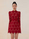 Tailor Shop Little Red Lace Dress Female Luxury Dress Semi-Formal Dresses Princess Dress Red Dress with Nude Color Lining Dress