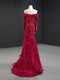 wedding bridal dress red toast clothing high-end temperament host art test performance clothing red sequins feather dress